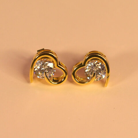 Heart Solitaire Earrings